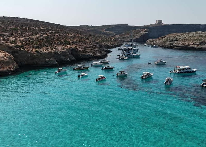 Blue Lagoon:Malta Crystal Lagoon, Comino,Private Speedboat - Stop 2: the “pass by” stretch that keeps the ride interesting