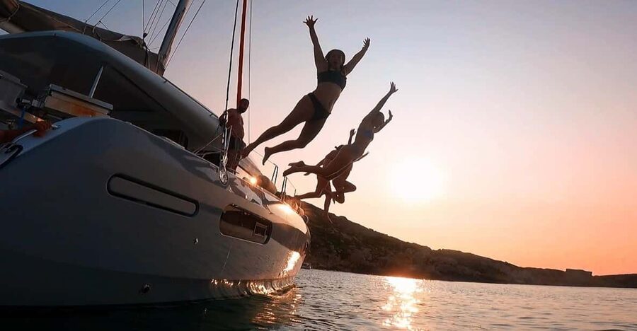 Evening Catamaran Charter - Getting on board at Marina Di Valletta, then back again
