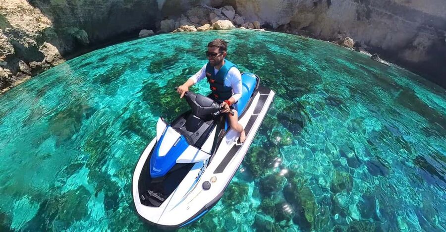 From Mellieħa: Comino, Blue Lagoon, and Gozo Jet Ski Tour - Comino’s Blue Lagoon and Crystal Lagoon: the color show you actually get to ride through