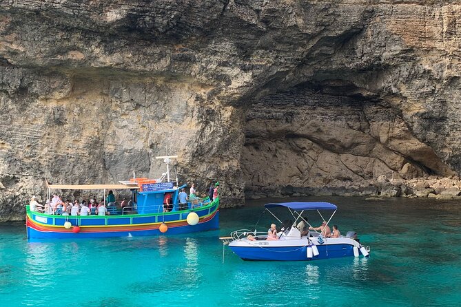 Full Day Private charter to Crystal & Blue Lagoon, Caves & Gozo - Hondoq Bay and the Elephants Head form: finishing with beach energy and oddball scenery