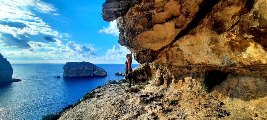 Gozo Unveiled: Guided Hiking in Gozo - The West - Fungus Rock and the cave viewpoint: sea drama up close