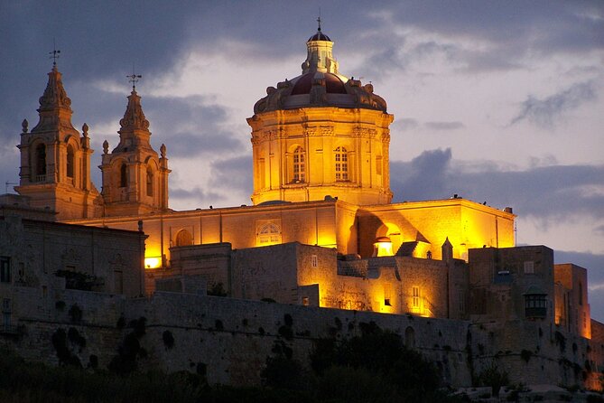 Guided Night Tour of Valletta Waterfront, Mdina and Rabat - Valletta Waterfront at night: baroque warehouses with a color story