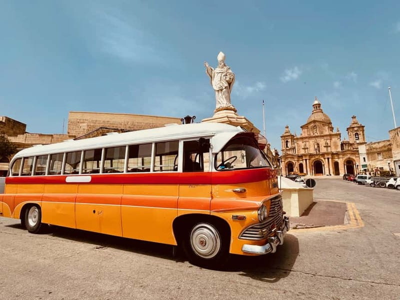 Malta: 5 hr Vintage Bus Tour - Mdina & Blue Grotto inc. food - Marsaxlokk Fishing Village: Market Energy in 30 Minutes
