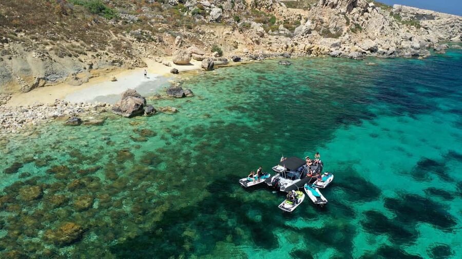 Mellieha: Comino and Blue Lagoon Jet Ski Safari Tour at 3 PM - The route: from Santa Marija Battery through caves and rocks