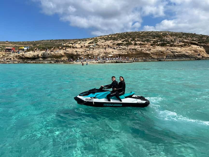 Mellieha: Comino and Blue Lagoon Jet Ski Safari Tour at 3 PM - Crystal Lagoon: calmer, sheltered, and more about swimming